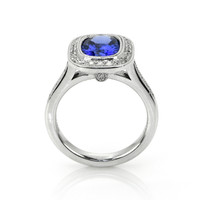 2.53 Ct. Violet Tanzanite and Natural Diamond Pave Ring, 14K White Gold Image