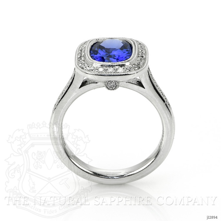 2.53 Ct. Violet Tanzanite and Natural Diamond Pave Ring, 14K White Gold