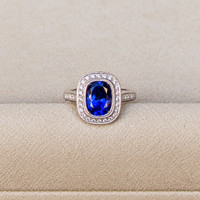 2.53 Ct. Violet Tanzanite and Natural Diamond Pave Ring, 14K White Gold Life Style