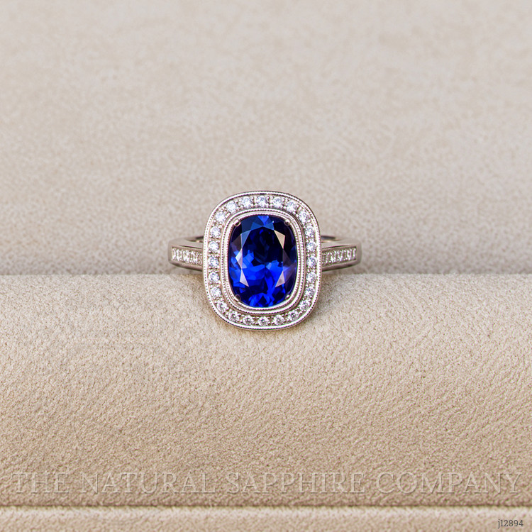 2.53 Ct. Violet Tanzanite and Natural Diamond Pave Ring, 14K White Gold