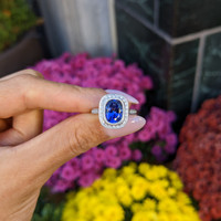 2.53 Ct. Violet Tanzanite and Natural Diamond Pave Ring, 14K White Gold Life Style