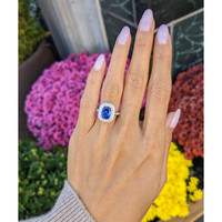 2.53 Ct. Violet Tanzanite and Natural Diamond Pave Ring, 14K White Gold Life Style