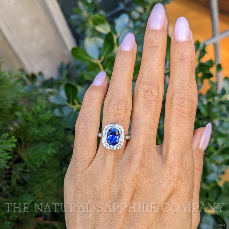 2.53 Ct. Violet Tanzanite and Natural Diamond Pave Ring, 14K White Gold