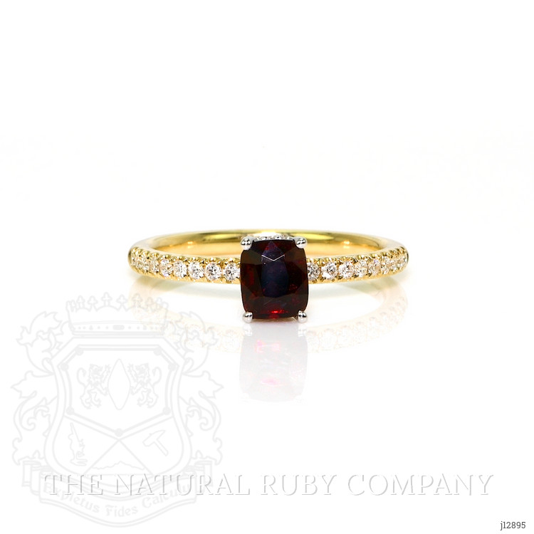 1.01 Ct. Ruby and Natural Diamond Pave Ring, 14K Yellow Gold