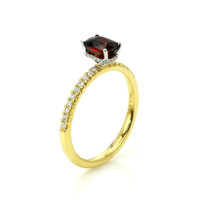 1.01 Ct. Ruby and Natural Diamond Pave Ring, 14K Yellow Gold Image
