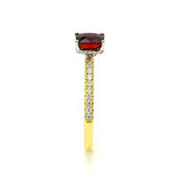 1.01 Ct. Ruby and Natural Diamond Pave Ring, 14K Yellow Gold Image