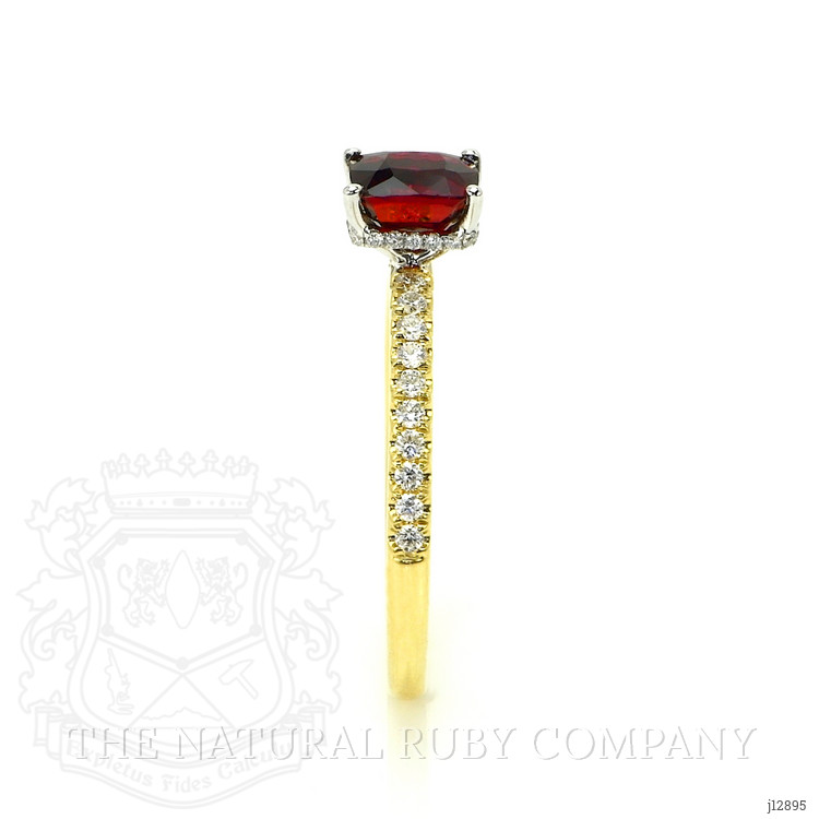 1.01 Ct. Ruby and Natural Diamond Pave Ring, 14K Yellow Gold