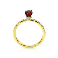 1.01 Ct. Ruby and Natural Diamond Pave Ring, 14K Yellow Gold Image