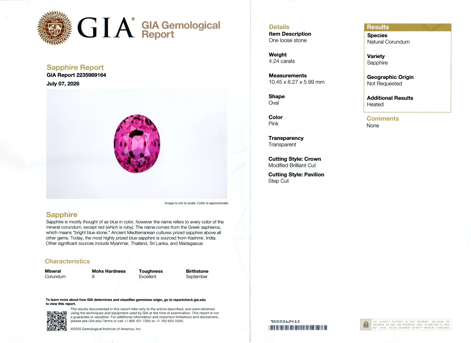 4.24 Ct. Pink Sapphire and Natural Diamond Pave Ring, 18K White Gold