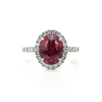 4.24 Ct. Pink Sapphire and Natural Diamond Pave Ring, 18K White Gold Video