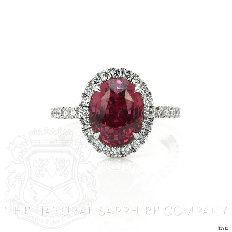 4.24 Ct. Pink Sapphire and Natural Diamond Pave Ring, 18K White Gold