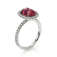 4.24 Ct. Pink Sapphire and Natural Diamond Pave Ring, 18K White Gold Image