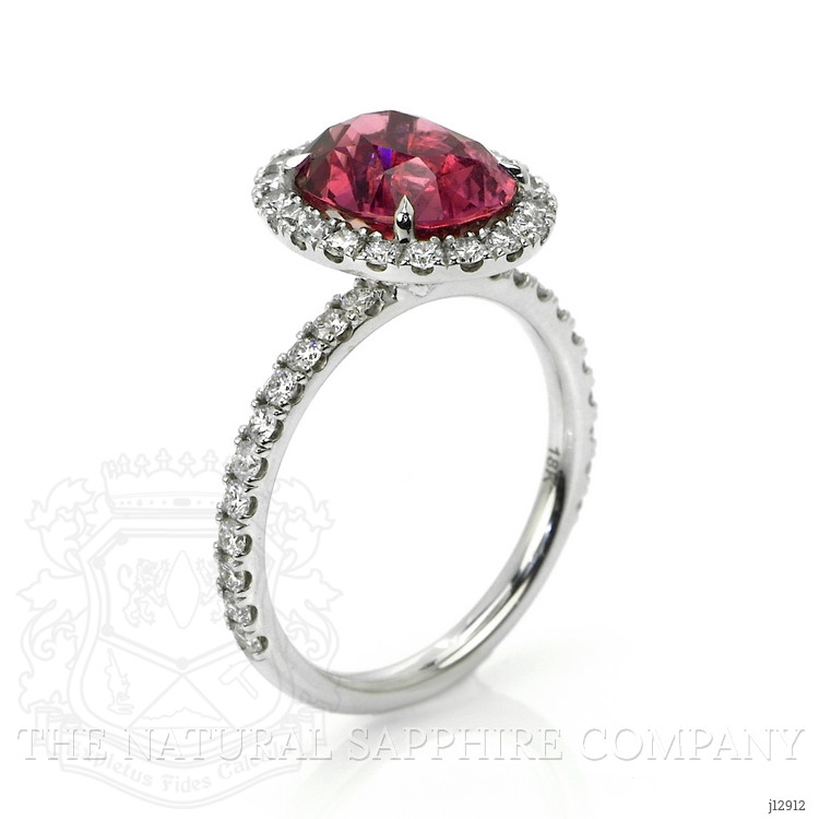 4.24 Ct. Pink Sapphire and Natural Diamond Pave Ring, 18K White Gold