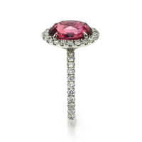 4.24 Ct. Pink Sapphire and Natural Diamond Pave Ring, 18K White Gold Image