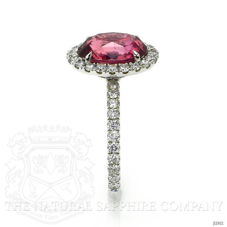 4.24 Ct. Pink Sapphire and Natural Diamond Pave Ring, 18K White Gold