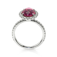 4.24 Ct. Pink Sapphire and Natural Diamond Pave Ring, 18K White Gold Image