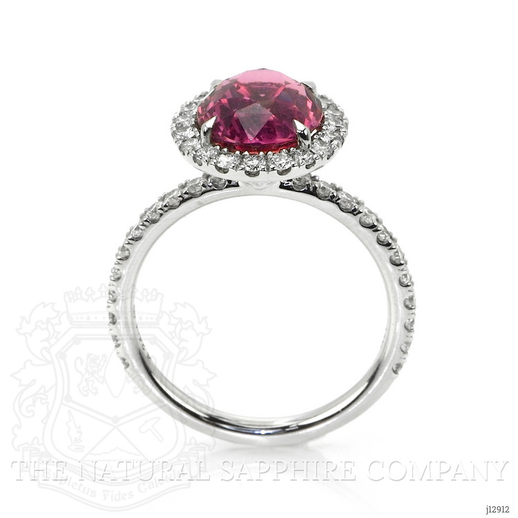 4.24 Ct. Pink Sapphire and Natural Diamond Pave Ring, 18K White Gold