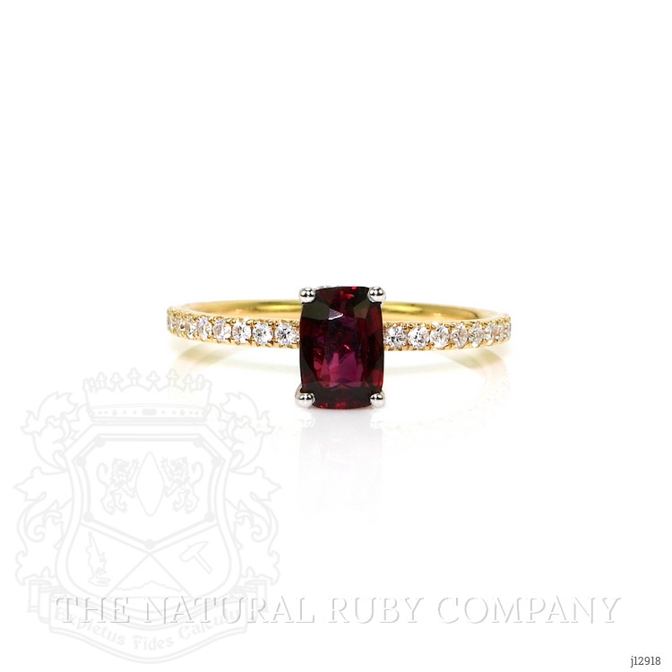 1.05 Ct. Ruby and Natural Diamond Pave Ring, 14K Yellow & White