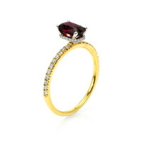 1.05 Ct. Ruby and Natural Diamond Pave Ring, 14K Yellow & White Image