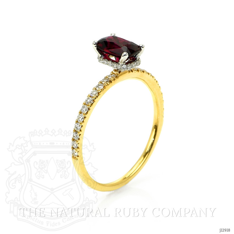 1.05 Ct. Ruby and Natural Diamond Pave Ring, 14K Yellow & White
