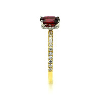 1.05 Ct. Ruby and Natural Diamond Pave Ring, 14K Yellow & White Image