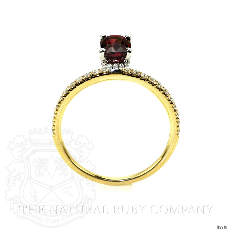 1.05 Ct. Ruby and Natural Diamond Pave Ring, 14K Yellow & White