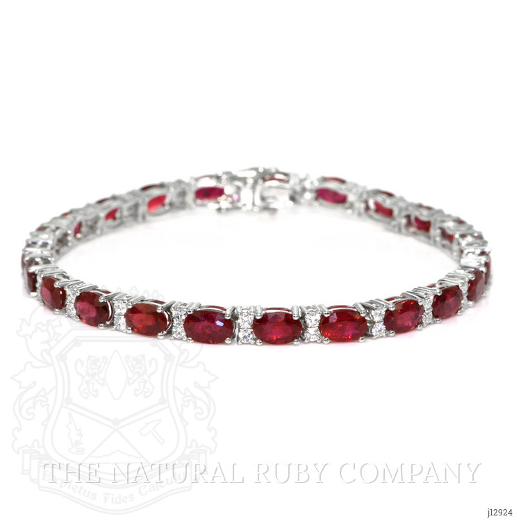 12.72 Ct.Tw. Ruby and Natural Diamond Pave Bracelet, Platinum 950