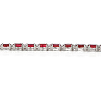 12.72 Ct.Tw.Total Carat Weight Ruby and Natural Diamond Pave Bracelet, Platinum 950 Image