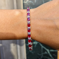 12.72&nbsp;Ct.Tw.Total Carat Weight Ruby and Natural Diamond Pave Bracelet, Platinum 950 Life Style