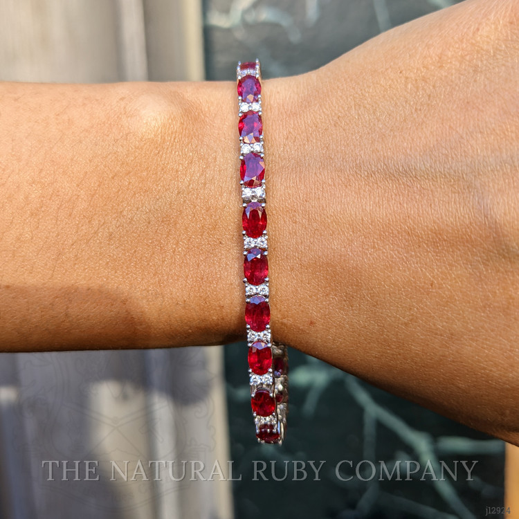 12.72 Ct.Tw. Ruby and Natural Diamond Pave Bracelet, Platinum 950