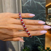12.72&nbsp;Ct.Tw.Total Carat Weight Ruby and Natural Diamond Pave Bracelet, Platinum 950 Life Style