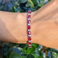 12.72 Ct.Tw.Total Carat Weight Ruby and Natural Diamond Pave Bracelet, Platinum 950 Life Style