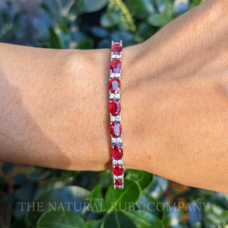 12.72 Ct.Tw. Ruby and Natural Diamond Pave Bracelet, Platinum 950