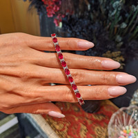 12.72 Ct.Tw.Total Carat Weight Ruby and Natural Diamond Pave Bracelet, Platinum 950 Life Style