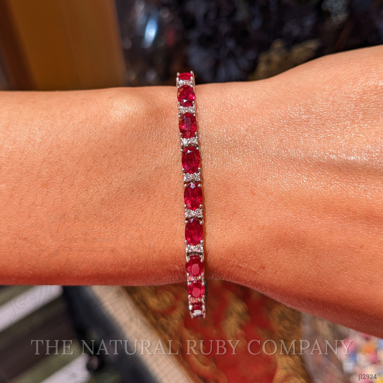 12.72 Ct.Tw. Ruby and Natural Diamond Pave Bracelet, Platinum 950