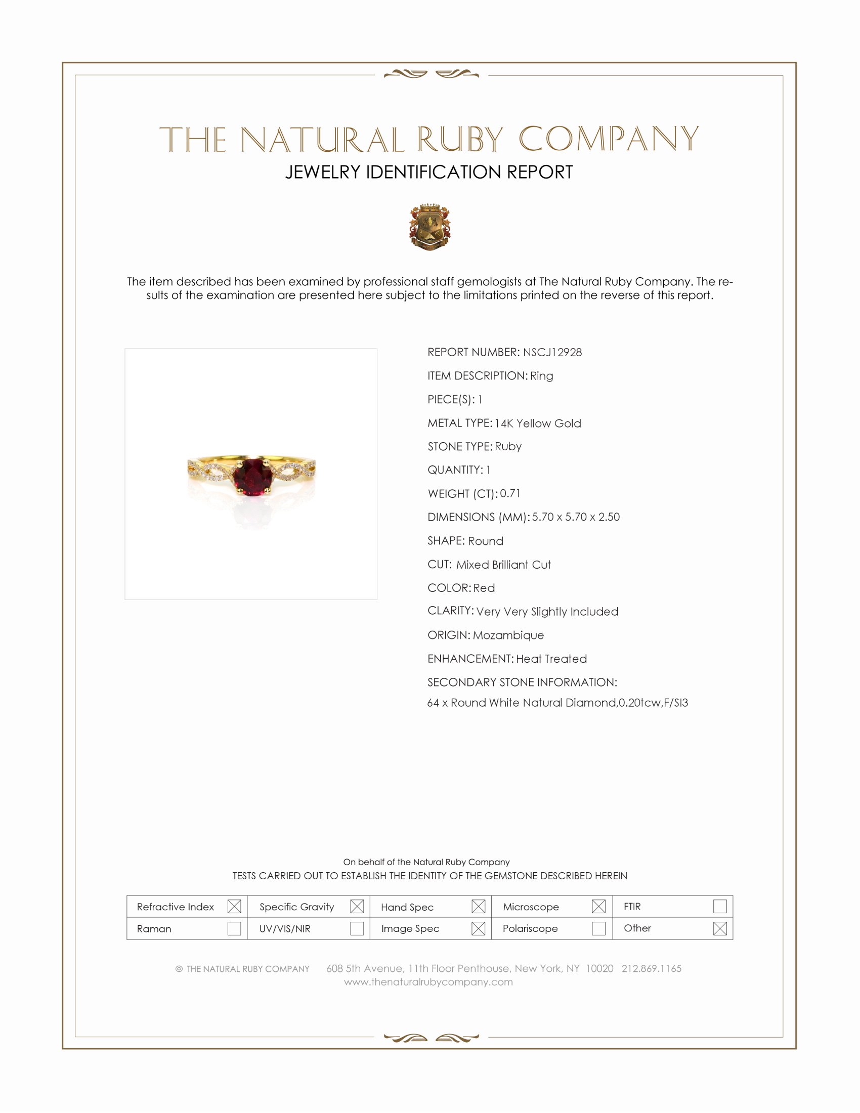 0.71 Ct. Ruby and Natural Diamond Pave Ring, 14K Yellow Gold