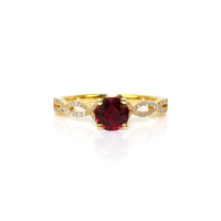 0.71 Ct. Ruby and Natural Diamond Pave Ring, 14K Yellow Gold Video