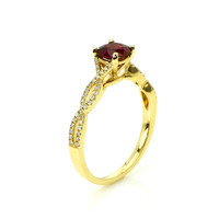 0.71 Ct. Ruby and Natural Diamond Pave Ring, 14K Yellow Gold Image