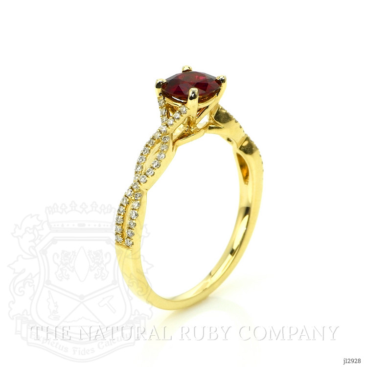 0.71 Ct. Ruby and Natural Diamond Pave Ring, 14K Yellow Gold