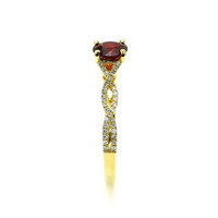 0.71 Ct. Ruby and Natural Diamond Pave Ring, 14K Yellow Gold Image