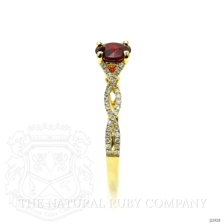 0.71 Ct. Ruby and Natural Diamond Pave Ring, 14K Yellow Gold