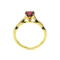 0.71 Ct. Ruby and Natural Diamond Pave Ring, 14K Yellow Gold Image