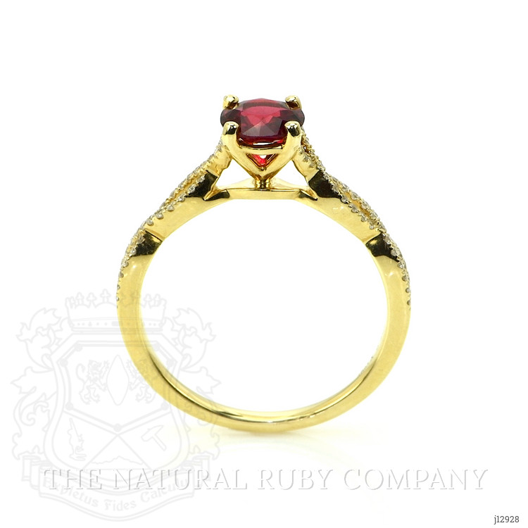 0.71 Ct. Ruby and Natural Diamond Pave Ring, 14K Yellow Gold