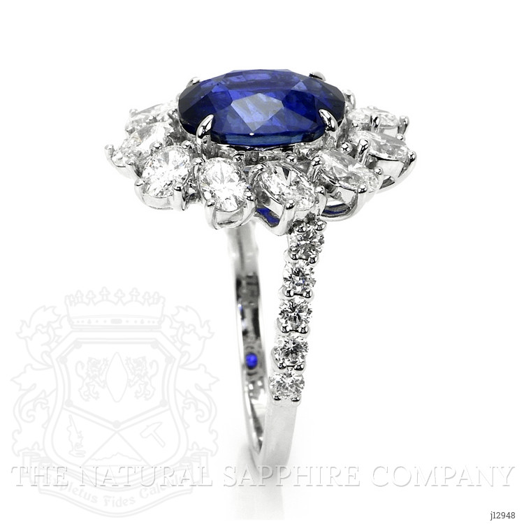 4.82 Ct. Blue Sapphire and Natural Diamond Pave Ring, 18K White Gold