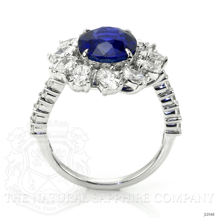 4.82 Ct. Blue Sapphire and Natural Diamond Pave Ring, 18K White Gold