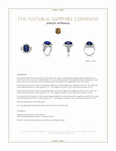7.98 Ct. Blue Sapphire and Natural Diamond Pave Ring, 18K White Gold Appraisal