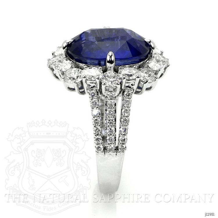 7.98 Ct. Blue Sapphire and Natural Diamond Pave Ring, 18K White Gold