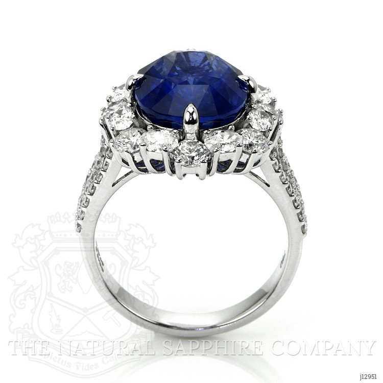 7.98 Ct. Blue Sapphire and Natural Diamond Pave Ring, 18K White Gold