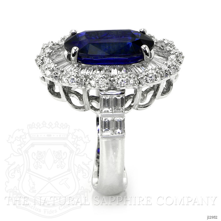 8.13 Ct. Blue Sapphire and Natural Diamond Pave Ring, 18K White Gold