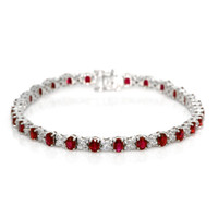 5.22 Ct.Tw.Total Carat Weight Ruby and Natural Diamond Tennis/Line Bracelet, Platinum 600 Video